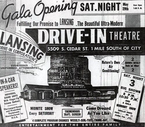 Lansing Drive-In Theatre - Grand Opening Ad (newer photo)